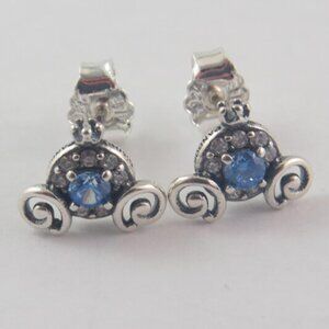 Pandora Pumpkin Coach Stud Earrings – Sterling Silver (A27)